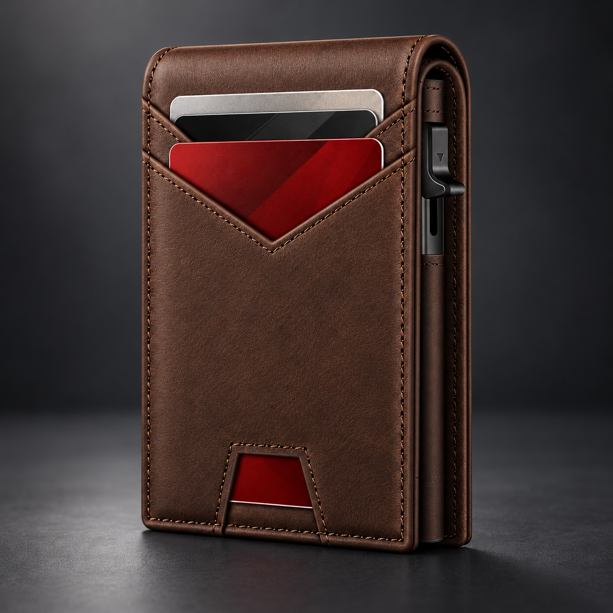 Marrón — cartera con protección RFID