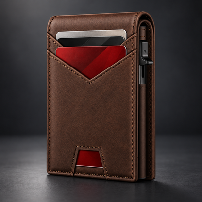 Marrón — cartera con protección RFID