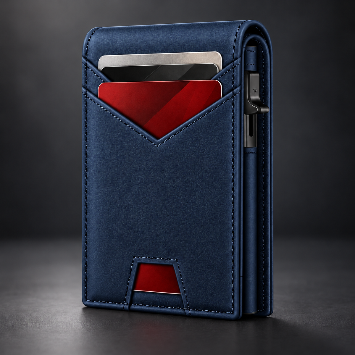 Azul marino — cartera con protección RFID