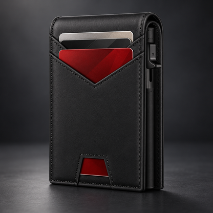 Negro — cartera con protección RFID