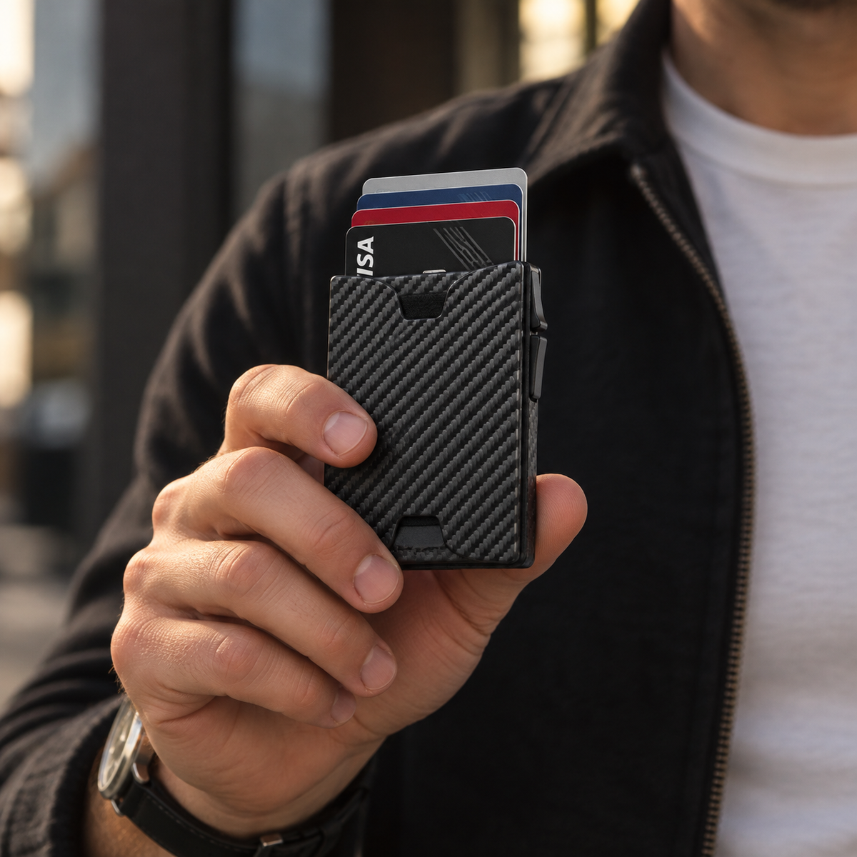 Formato compacto — cartera con protección RFID